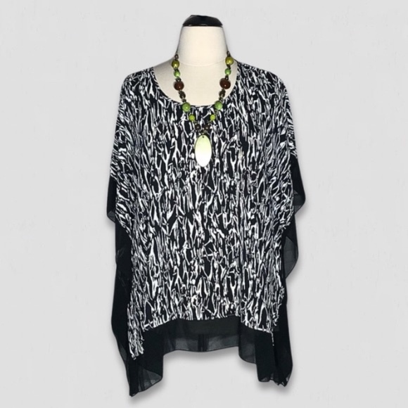 Pure Energy Kaftan Tunic Zebra Print Black White 2X 3X - Picture 1 of 11
